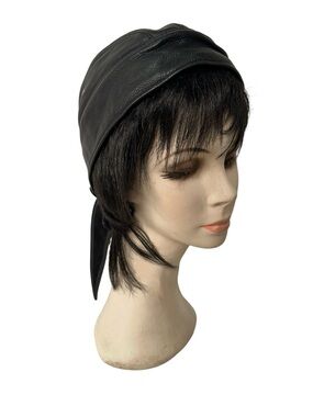 Wilsons Men's Leather Black Leather Motorcycle Hat, Durag, Size Large to X-Large